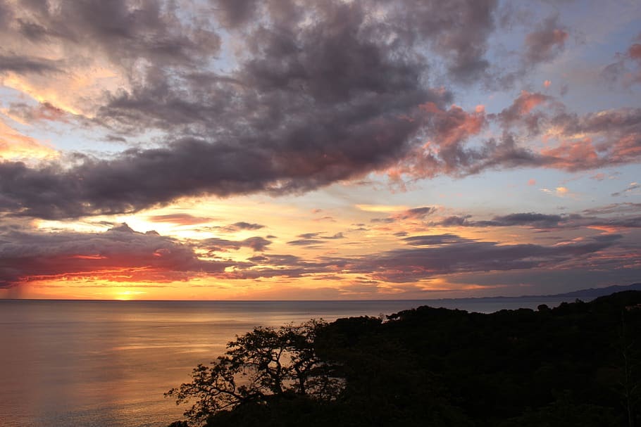 coucher de soleil, paysage, végétation, biodiversité, point de vue, jungle, mer, océan, cote