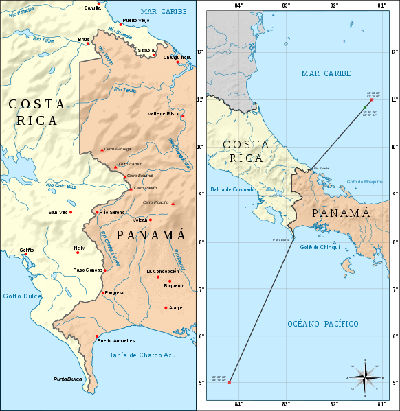 Frontière terrestre et maritime entre le Costa Rica et le Panama.